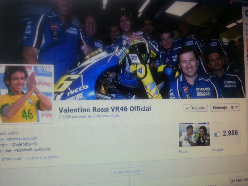 Valentino Rossi estrena página oficial en Facebook